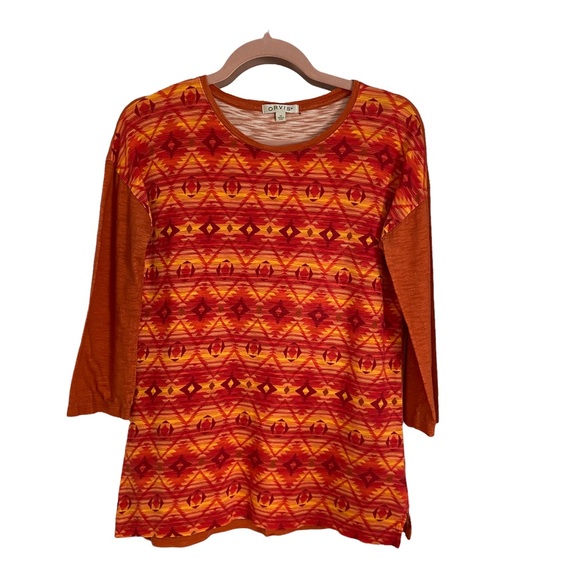 Orvis Tops - Orvis lightweight 3/4 sleeve tee. Native American print warm colors